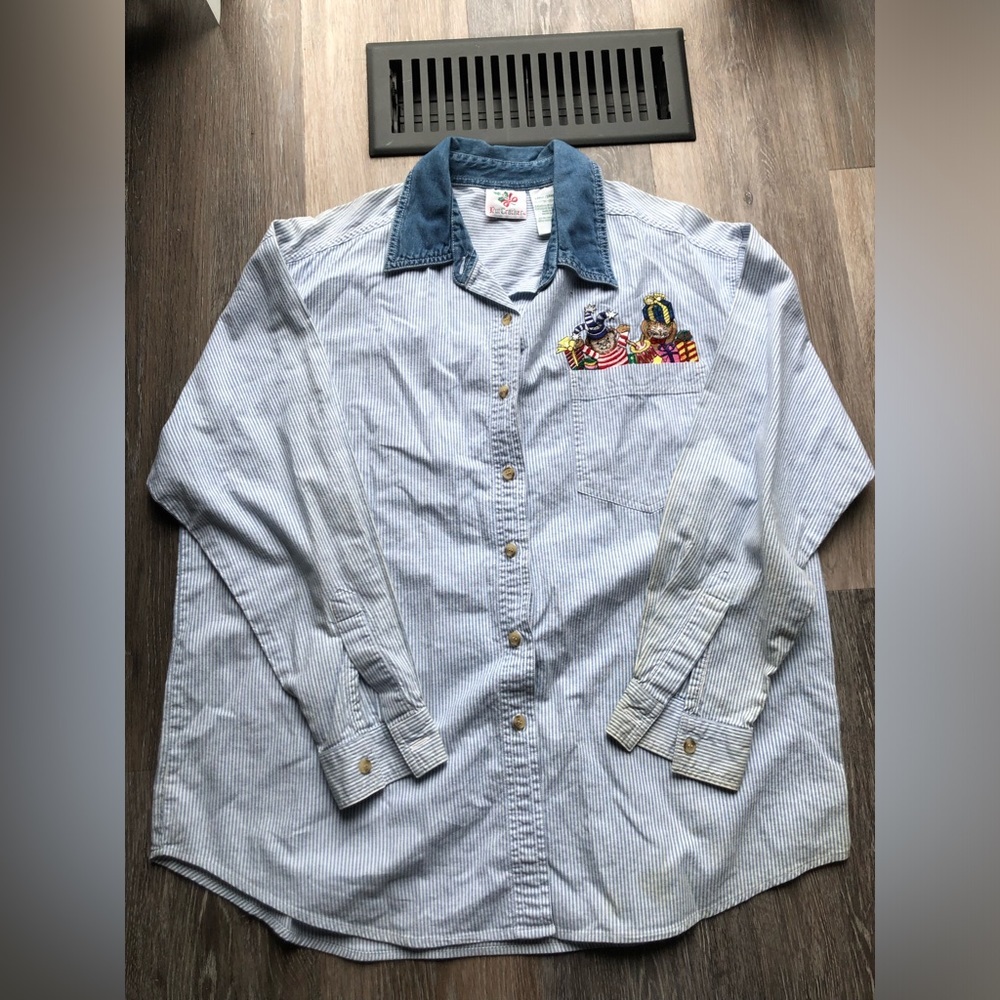 Women’s Denim Button Down Shirt Christmas Shirt